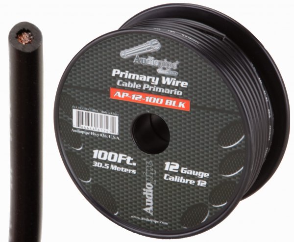Audiopipe AP12100BK 12 Gauge 100Ft Primary Wire Black