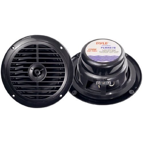 Pyle PLMR67B 6.5" 120 Watt Dual Cone Black Marine Speaker pair