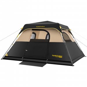 FanttikOutdoor Zeta C6 Pro Camping Tent 6 Person Instant Cabin Tent Setup in 60 Seconds with Rainfly & Windproof Portable with Carry Bag for Family Camping & Hiking, Khaki