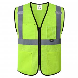 JKSafety Safety Vest for Men Women Hi Vis Construction Vest with Pockets Class 2 High Visibility Meet ANSI Standard Yellow Color (BX310-Yellow 2XL)