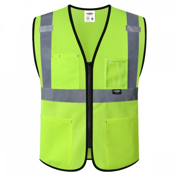 JKSafety Safety Vest for Men Women Hi Vis Construction Vest with Pockets Class 2 High Visibility Meet ANSI Standard Yellow Color (BX310-Yellow 2XL)
