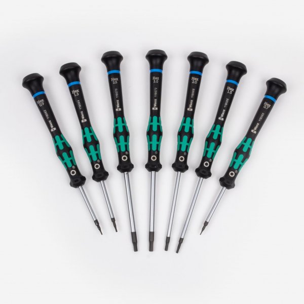 Wera 2054/7 Kraftform Micro Hex Metric Precision Screwdriver Set