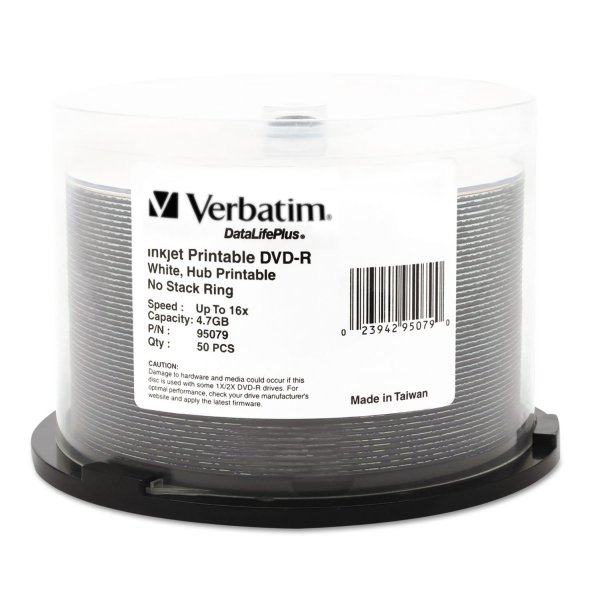 Verbatim 95079 4.7GB DataLifePlus DVD-Rs, 50-ct Spindle