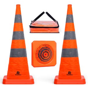 RoadHero 36 Inch Orange Collapsible Traffic Safety Cones with Bag, 2 Pack