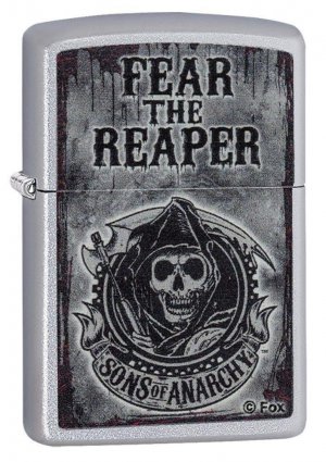 Zippo Sons of Anarchy Fear The Reaper Pocket Lighter, Satin Chrome