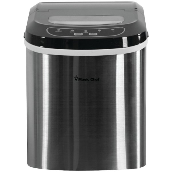 Magic Chef MCIM22ST 27-Pound-Capacity Portable Ice Maker (Stainless w/Black Top)