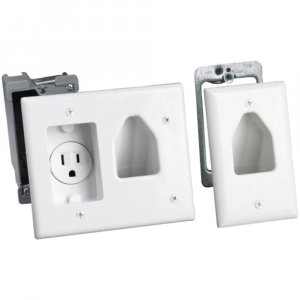 Datacomm Electronics 50-3321-WH-KIT Flat Panel TV Cable Organizer Kit w/Outlet