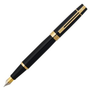 Cross E0932543 Sheaffer 300 Glossy Black W Gold Trim Fountain Pen: Fine Nib