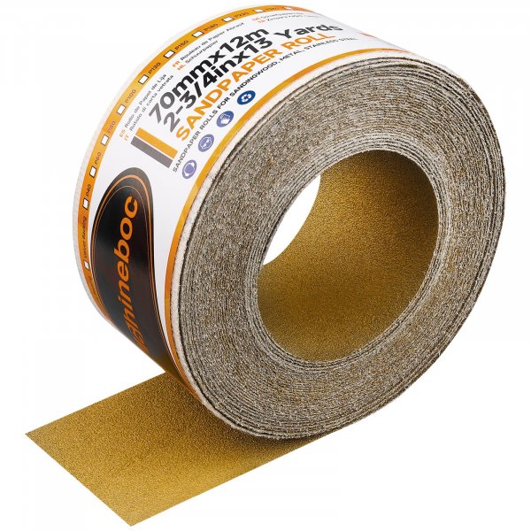 Shineboc 600 Grit Sandpaper Roll Hook & Loop Sand Paper Continuous Longboard 2-3/4" Wide 13 Yard Sanding Sheets for Automotive, Woodworking Color Sanding, Finishing Metal, Plastic, Hand Sanding Blocks