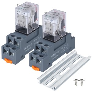 2PCS Electromagnetic Power Relay, 8-Pin 10A 110/120 AC Relay Coil with Socket Base, LED Indicator, DPDT 2NO 2NC - MY2NJ 2PCS [Applicable for DIN Rail System]