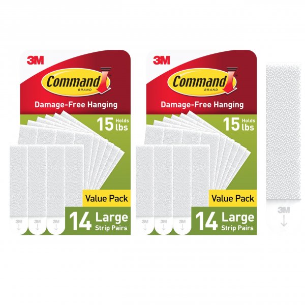 Command 15 lb Large Picture Hanging Strips 28 Pairs (56 Strips), Damage-Free Hanging Picture Hangers, No Tools Wall Hanger for Home Decor, White Adhesive