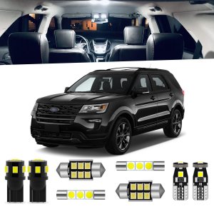 ENDPAGE 11-Pieces Explorer LED Interior Light Kit for Ford Explorer 2011 2012 2013 2014 2015 2016 2017 2018 2019 2020 White 6000K Interior LED Lighting Package + License Plate Lights, Install Tool