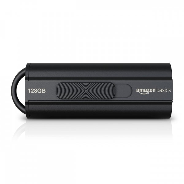 Amazon Basics 128 GB Ultra Fast USB 3.1 Flash Drive, Retractable, High-Speed Data Transfer Storage Device, Black