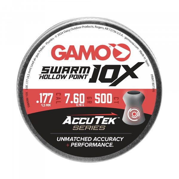 Gamo 6322546BL54 Swarm 10X Hollow Point Pellet .177 Cal. Tin Of 500