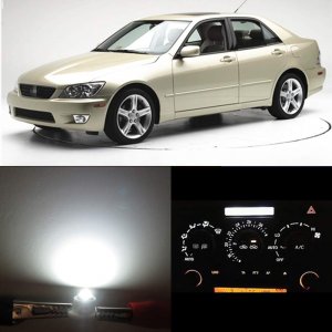 WLJH Extremely Bright White Dash Instrument Cluster Panel Gauge Bulbs + Climate Control Lights + Clock Light Led Kits For Lexus Is300 2001-2005, Pack of 12