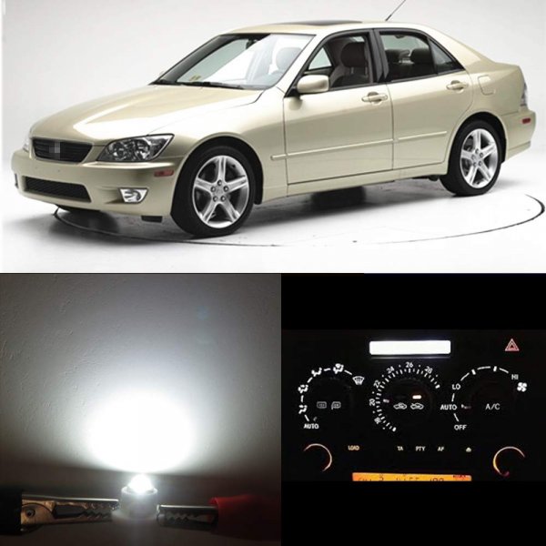 WLJH Extremely Bright White Dash Instrument Cluster Panel Gauge Bulbs + Climate Control Lights + Clock Light Led Kits For Lexus Is300 2001-2005, Pack of 12