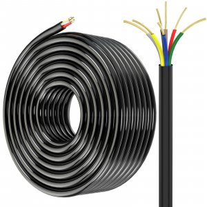 Lcrslitx 50FT 7 Way Trailer Wire, 14 Gauge 7 Conductor Wiring Harness, 30% CCA Copper Clad Aluminum Trailer Cable for RV Camper Utility Trailer, DOT Approved
