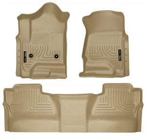 Husky 98233 Front/2nd Seat Floor Fits 14-19 Silverado Sierra Crew Cab Tan