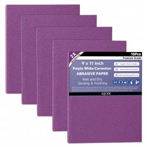 KQCXIK 10-Sheet Premium White Corundum Wet Dry 220 Grit Sandpaper