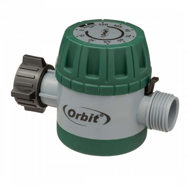 Orbit Mechanical Water Timer - Adjustable Irrigation Shutoff for Lawn & Garden Watering - Battery-Free Clockwork Hose Faucet Timer with Easy Grip Dial & Manual Bypass - 62034