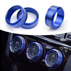 for Subaru AC Knob Cover Accessory Center Console Switch Volume Temp Control Button Ring Trim Compatible with Forester 2014-2018, Crosstrek XV 2013-2017,Impreza 2014-2016,WRX/STi 2015-2020 Blue 3 PCS
