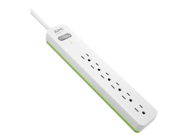 APC PE66W 6-Outlet SurgeArrest® Surge Protector, 6ft Cord (White)