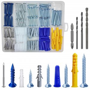 Wensilon (274 pcs) Plastic Drywall Wall Anchors Kit with Screws， Concrete Screw kit Wall Anchor Set Suitable for Brick and Cement Walls