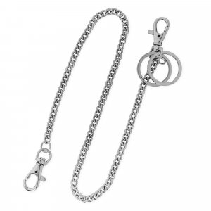 Super Z Outlet 18" Silver Nickel Plated Pocket Keychain String with Both Ends Lobster Claw Clasp Trigger Snap Handle for Belt Loop, Purse Handbag Strap, Keys, Wallet, and Traveling