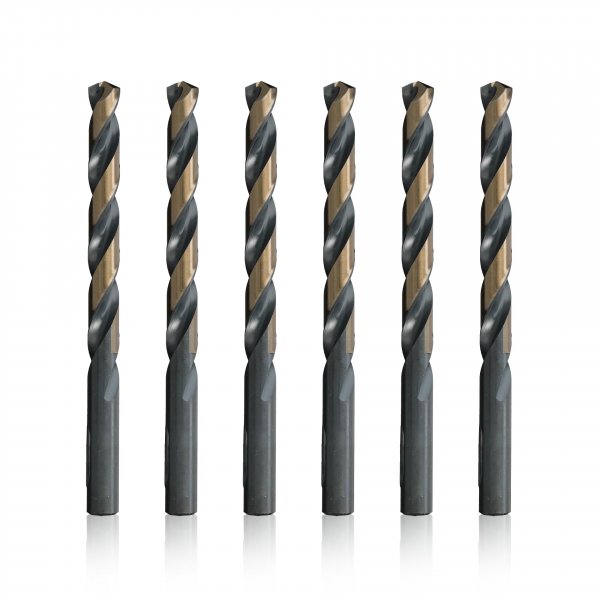 Drill America - KFD25/64P6 25/64" High Speed Steel Black & Gold KFD Split Point Drill Bit (Pack of 6), KFD Series