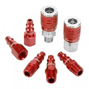 Colorconnex A73457D Coupler  Plug Kit Type D 1/4In Npt 1/4In Body Red 7 Pc