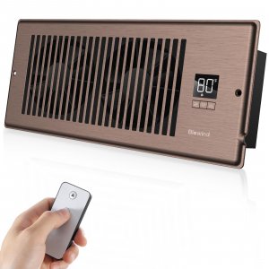 BIOWIND Quiet Register Booster Fan Fits 4" x 12" Register Holes, 10-Speed Smart Heating Cooling AC Vent Fan with Remote Control and Thermostat Control - Bronze