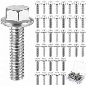 Zonon 50pcs 1/4-20 x 1 Inch 304 Stainless Steel Flanged Bolts, Silvery