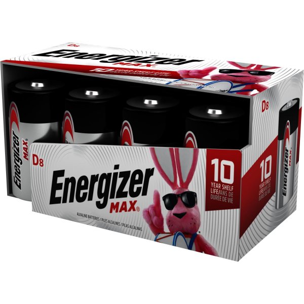 Energizer D Batteries, D Cell Battery Premium Alkaline, 8 Count