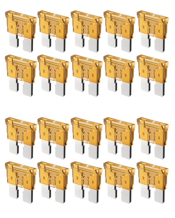Riseuvo 5 AMP Standard Blade Fuses, 5A Automotive Replacement, 20Pcs