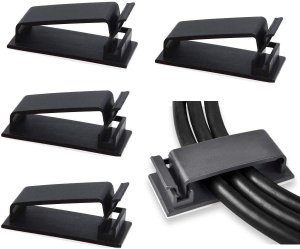 SOULWIT 50Pcs Self Adhesive Cable Management Clips - Black