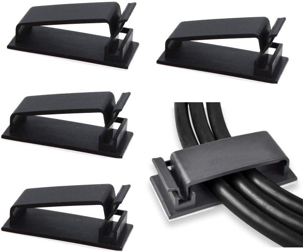 SOULWIT 50Pcs Self Adhesive Cable Management Clips - Black