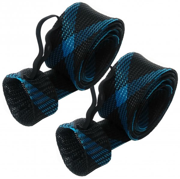 Reaction Tackle Rod Socks, Fishing Rod Sleeves and Covers for Spinning and Casting Rods, Breathable Mesh Rod Protectors with Elastic Band - XL Spin / Point End / 2.5" x 67" Black/Blue (2-Pack)