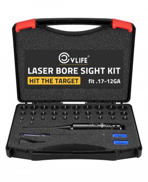 CVLIFE Professional Laser Bore Sight Kit with 32 Adapters fit 0.17 to 12GA Calibers, Bright Green Laser Bore Sighter with Button Switch, Powerful Support for Hunting