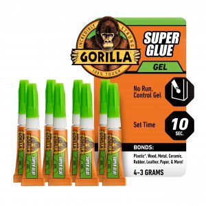 Gorilla Super Glue Gel, Clear Glue, Four 3 Gram Tubes (Pack of 2) - All Purpose and Fast Setting for Projects and Repairs