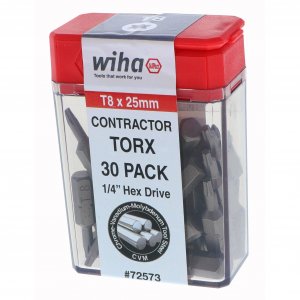 Wiha 72573 Torx Contractor Grade Insert Bit T8 x 25mm – 30 Pack
