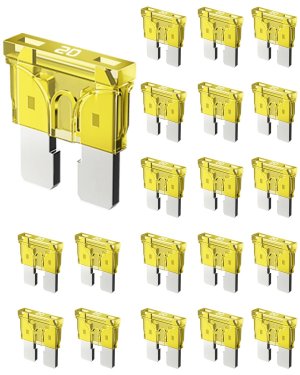 Riseuvo 20 Pcs 20A Standard Car Fuses - 20 AMP Automotive Fuses(ATO/APR/ATS), 32V (12/24V) Blade Fuse for RV/Truck/SUV