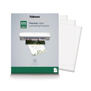 Fellowes Thermal Laminating Sheets, 3mil Letter Size Pouches, 9 x 11.5, 200 Pack, Clear (5743401)
