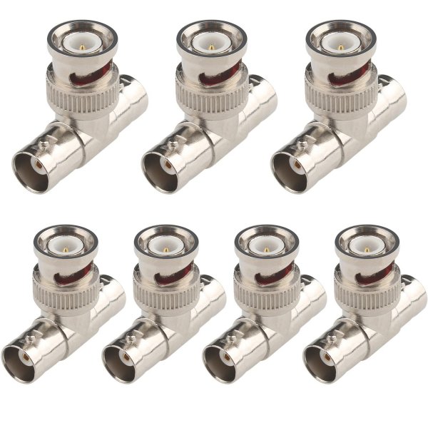 Fanbalunke BNC Splitter Adapter 7 Pcs Bnc Male to 2 Female Coax Connector BNC 3 Way Triple Tee T Type Plug Adapter for Coaxial Cable CCTV Survelliance Camera