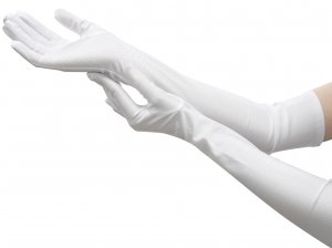 Nackiy Long White Opera Gloves for Women, 1920s Satin Stretchy Elbow Length Party Gloves Costumes Bridal, 20inch