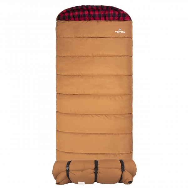 Teton 0F Degree Deer Hunter Sleeping Bag. Warm and Comfortable Camping Sleeping Bags, Teton Tough Canvas Shell for Camping, Hunting, and Cold Weather, Brown