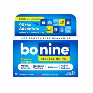 Bonine Meclizine HCl Motion Sickness Relief, Non-Drowsy, 16 Ct