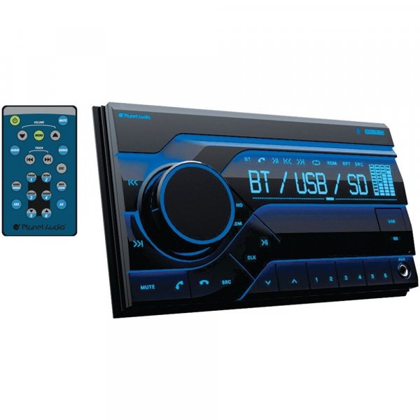 Planet Audio PB455RGB DDin Digital Media Receiver AM/FM Bluetooth USB Front Aux