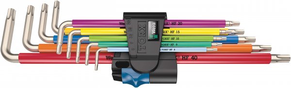 WERA 05022689001 3967/9 TX SXL Multicolour HF Stainless 1 L-Key Set with Holding Function, Stainless, 9 Pieces