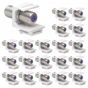 VCE Coax Keystone Jack Insert 3GHz Coaxial Cable Connector, F-Type RG6 Cable Extender Female to Female for Wall Plate and Patch Panel, Nickel-Plated, 20-Pack