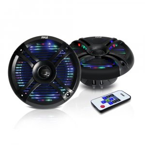Pyle PLMRX68LEB 6.5''  250 Watt Black Marine Speaker pair w/ LED Lights